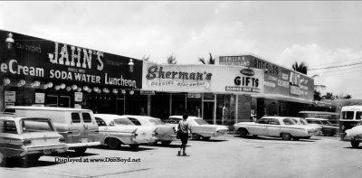 1962 - Jahns Ice Cream, Shermans Dresses and Beachwear, Supreme Gifts, and Angelos Italian Restaurant, Sunny Isles