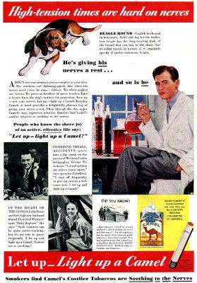 1950s - Camels, soothing to the nerves ad