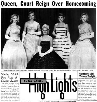 1958 - the Homecoming Court at Coral Gables High School