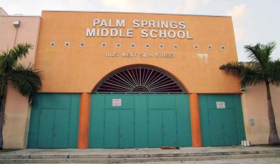 The front of Palm Springs Middle School as viewed from W. 56 Street - photo #1873