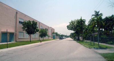 Looking east on W. 56th Street with Palm Springs Middle School on the left  (#1966)