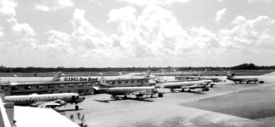 1961 - Concourse 3 at MIA, viewed from the public observation deck at Concourse 4