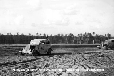 1950 - Ted Crownover's dad racing his 1934 Ford stock car at the Opa-locka Speedway