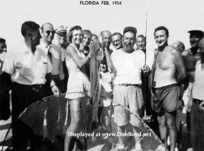 1954 - Fish Mary Bowman with fishermen on the South Beach Pier