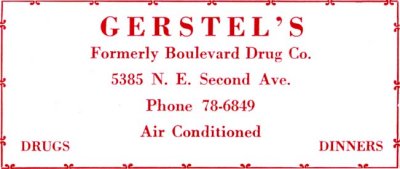 1952 - Gerstel's, formerly Boulevard Drug Company