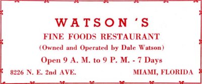 1952 - Watson's Fine Foods Restaurant