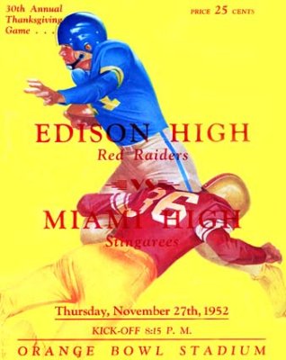 1952 - 30th Annual Thanksgiving Game, Miami Edison versus Miami High at the Orange Bowl program
