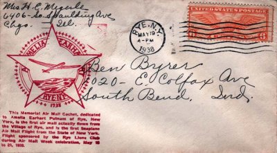 1938 - Amelia Earhart Air Mail Cachet