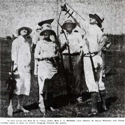 Late 1920's - Miami Springs developer Glenn Curtiss demonstrating archery golf
