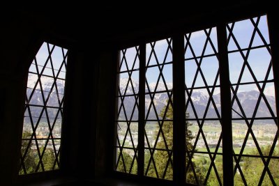 Window overlooking Tyrolean Mountain Panorama, Schloss Ambras, Innsbruck