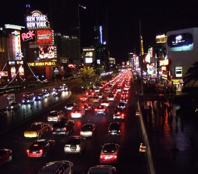 The packed Vegas Strip