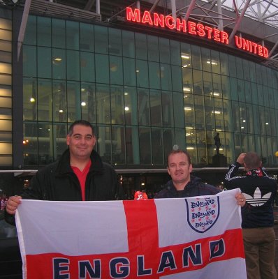 John and friend Russell at Old Trafford 