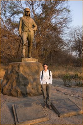 Our second morning in Zimbabwe we went to visit the Victoria Falls. That's me in front of the statue of Livingstone.