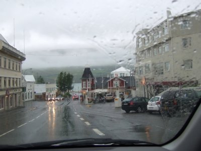 Rain in Akureyri.