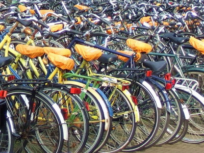 Bicycles in the rain