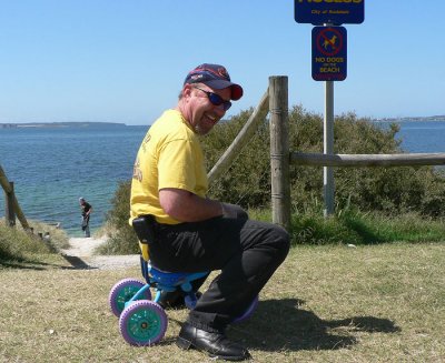 Marty tries the trike too