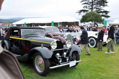 From left, 1934 Bugatti Type 50 Cabriolet, 1939 Mercedes-Benz and 1926 Rolls-Royce (cr)