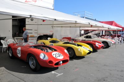 From left: 1957 Maserati 300 S, 1958 Ferrari 250 Testa Rossa, Ferrari and Ferrari