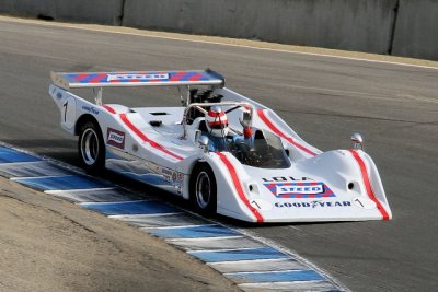 Early-1970s Lola T-310 driven by 1986 Indy 500 champion Bobby Rahal, who won after taking the lead on the last lap