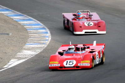 1971 Ferrari 312P driven by Ernie Prisbe and 1971 Chevron B19 driven by Jonathan Feiber
