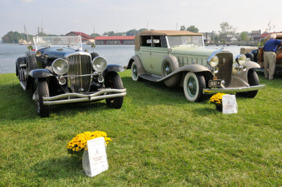 1932 Duesenberg SJ Convertible by Murphy, left, and 1932 Cadillac V16 AWP by Fisher