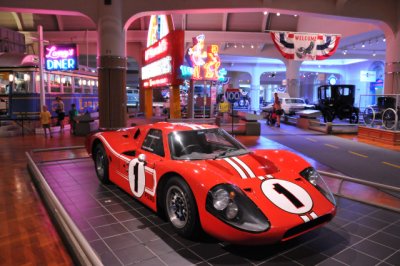Dan Gurney and A.J. Foyt won the 1967 24 Hours of Le Mans with this Ford GT Mark IV. (Henry Ford Museum, Dearborn, Michigan)