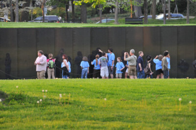 The granite Memorial Wall has the names of more than 58,000 U.S. service members who died in the Vietnam War.