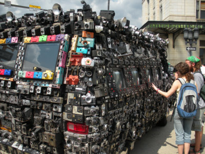 Artscape 2009 in Baltimore ... A collector displays his countless cameras for all to see.