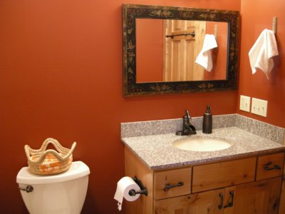 Second bedrooms bathroom doubles as a powder room for guests.