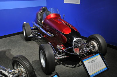 1946 Kurtis Offy Midget Racer, made by Indy race car manufacturer Frank Kurtis, Jr., of L.A.; from Petersen Museum Collection