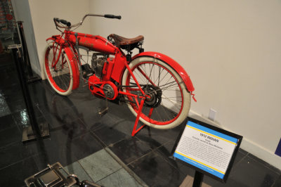 1912 Indian Single motorcycle, once owned by actor Steve McQueen; from Margie and Robert E. Petersen Collection