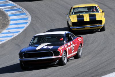 No. 16, Vic Edlebrock, 1969 Ford Boss 302 Mustang, and No. 96, Ron Tribble, 1967 Chevrolet Camaro