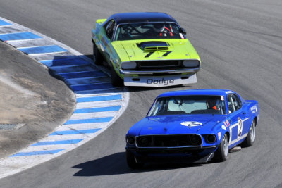 No. 2, Bruce Canepa, 1969 Ford Mustang, and No. 77, Ken Epsman, 1970 Dodge Challenger