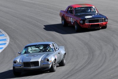 No. 71, Jeffrey H. Stout, 1970 Chevrolet Camaro, and No. 28, Nick DeVitis,1968 Ford Mustang