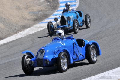No. 8, Scott Larson, 1938 Bugatti Type 57, and No. 11, Rick Rawlins, 1926 Bugatti Type 37A (3116)