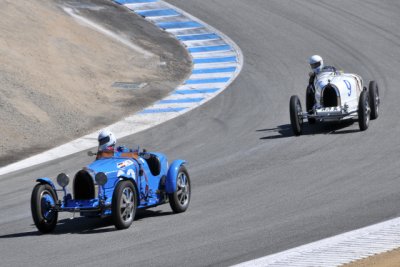 No. 30, Richard Hansen, 1931 Bugatti Type 51, and No. 9, Andrew Larson, 1927 Bugatti Type 37A (3137)