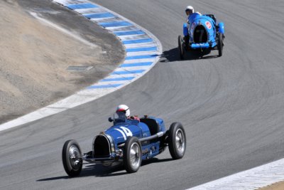 No. 14, Charles McCabe, 1934 Bugatti Type 59, and No. 7, Goy Feltes, 1924 Bugatti Type 13 (3178)