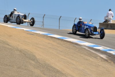 No. 30, Richard Hansen, 1931 Bugatti Type 51, and  No. 9, Andrew Larson, 1927 Bugatti Type 37A (3182)