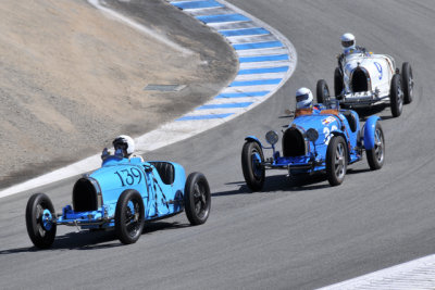 139 Charlie Shalvoy, 1926 Bugatti Type 39A; 30 Richard Hansen, 1931 Bugatti Type 51; 9 Andrew Larson, 1927 Bugatti Type 37A