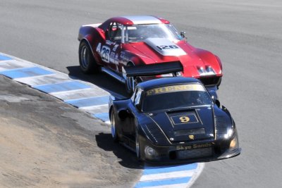 (1st Place) No. 9, Rusty French, 1979 Porsche 935, and (2nd Place) No. 126, Ross Thompson, 1973 Chevrolet Corvette