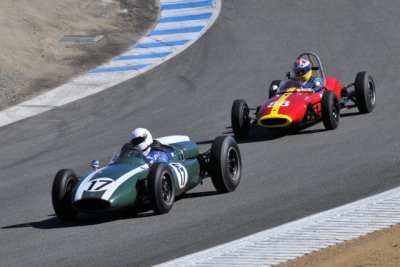 (3rd place) #17 Mark Gillies, Ann Arbor, MI, 1960 Cooper T53, and (1st place) #88 Jeremy Barnes, Ann Arbor, MI, 1962 Lotus 22