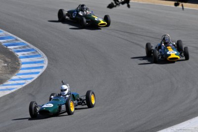 (11th) #50 Alberto Fernandez Jr, Mexico, '63 Lotus; (10th) #20 Alberto Fernandez, '61 Lotus; (12th) #18 Patrick Moran, '62 Lotus