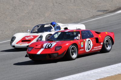 No. 118 / 18, Nick Colonna, 1966 Ford GT40, and No. 30, Thor Johnson, 1967 Porsche 910