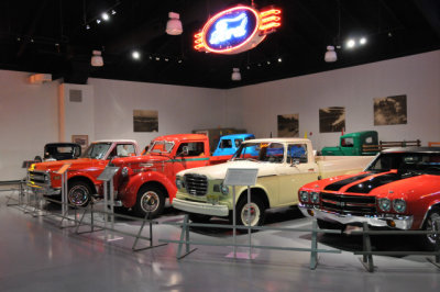 Right to left: 1970 Chevrolet El Camino, 1961 Studebaker Champ, 1937 Diamond T and 1970 Chevrolet CST/10