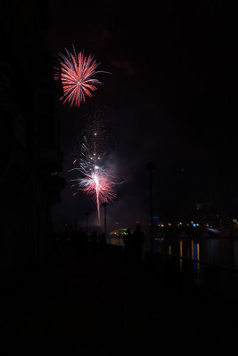 Firework from the bridge on the Meuse river