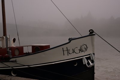 The old bridge in the fog