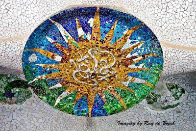 A mosaic by Antonio Gaudi at Park Guell