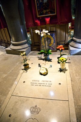 Princess Grace's burial site inside the cathedral