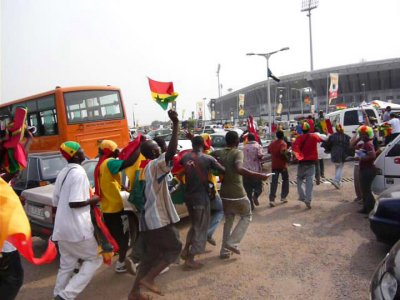 Black Stars supporters running to the Accra stadium