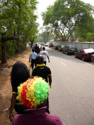 walking to the stadium for Guinea vs. Ghana